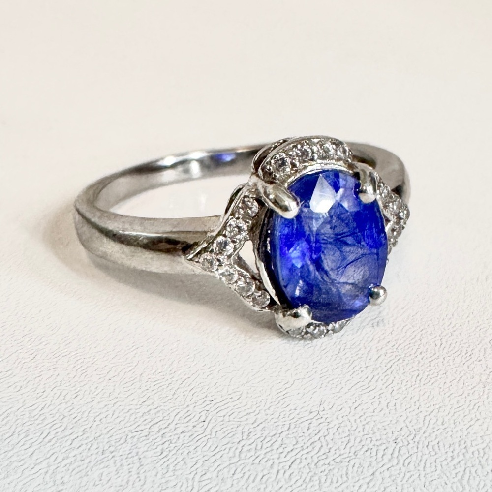 Natural Ceylon Sapphire Sterling Silver Ring (6.75)